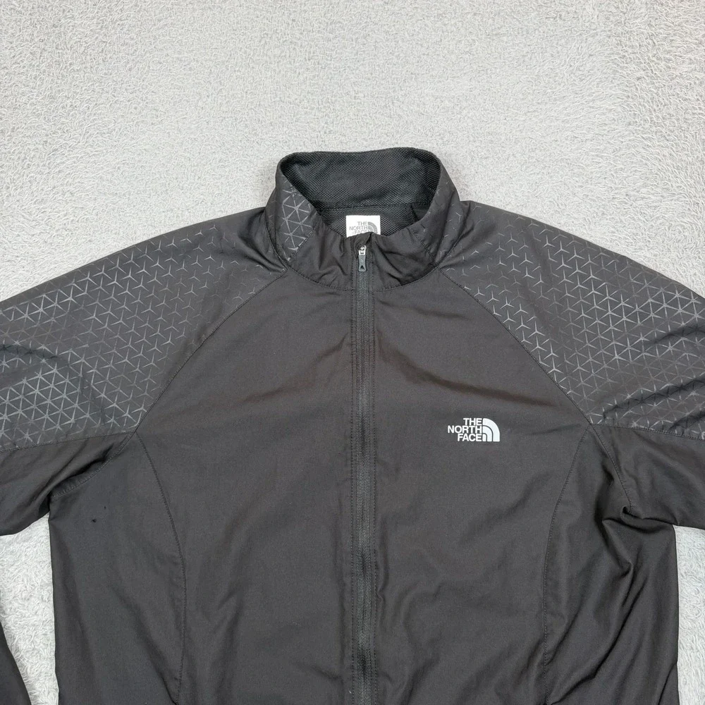 The North Face Mens Black Geometric Pattern Full Zip Windbreaker Jacket Size M